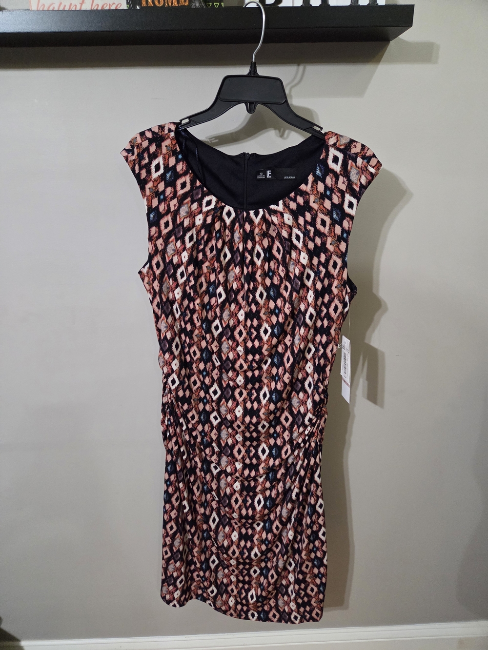 Leslie Fay Multicolor Geometric Cap-Sleeve Sheath Dress
